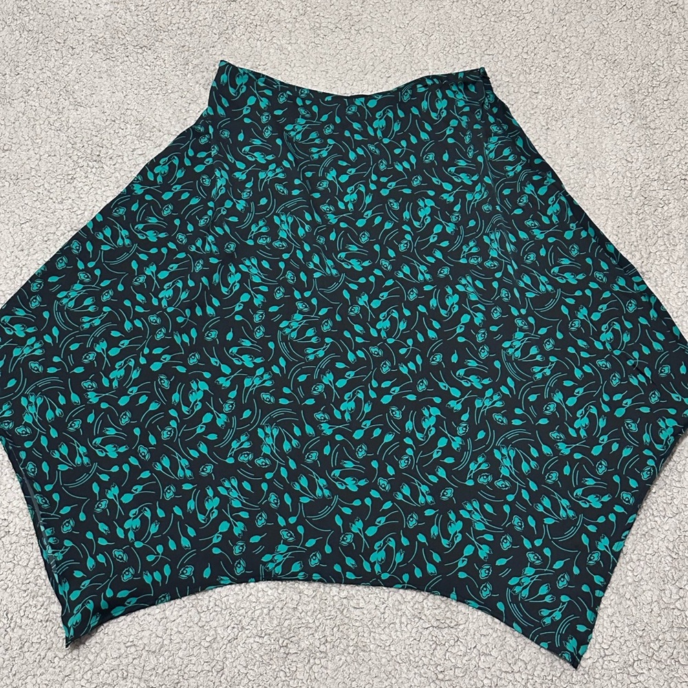 Who What Wear Asymmetrical Black and Teal Skirt